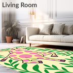 Playful Giraffe Jungle Leaves Rug