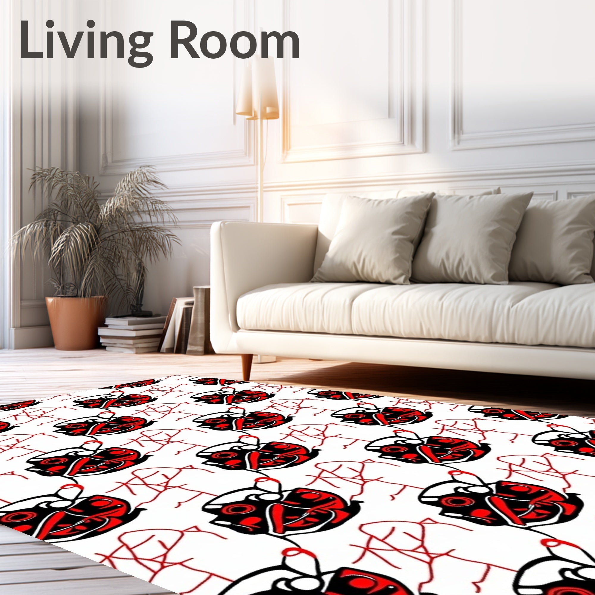 Red Black Tribal Totem Rug