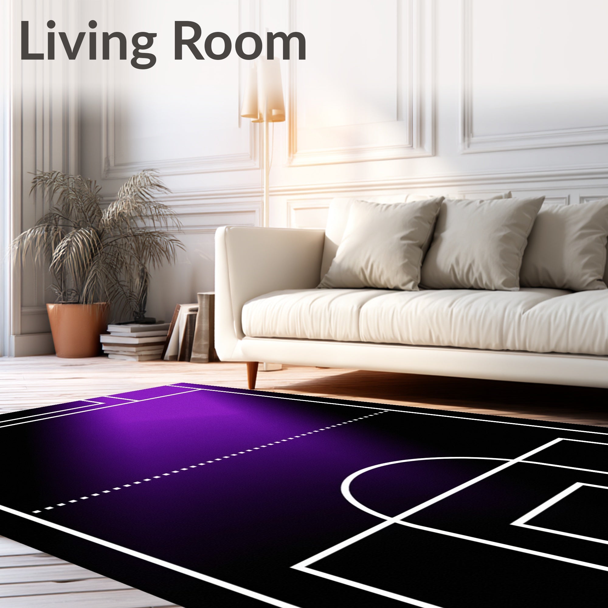 Radiant Purple Gradient Court Lines Rug
