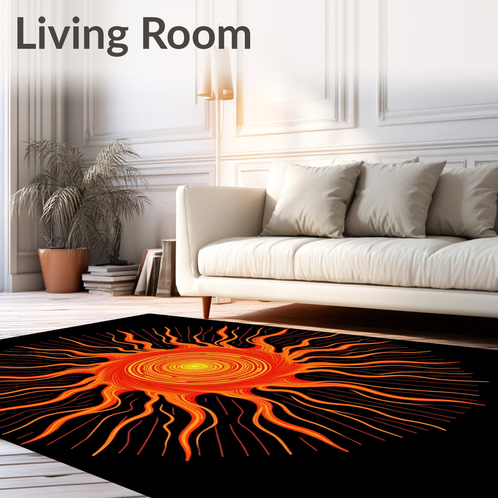 Radiant Sunburst Orange Yellow Rays Rug