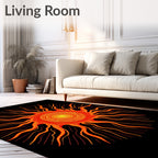 Radiant Sunburst Orange Yellow Rays Rug