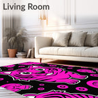 Bright Pink Tiger Circles Rug