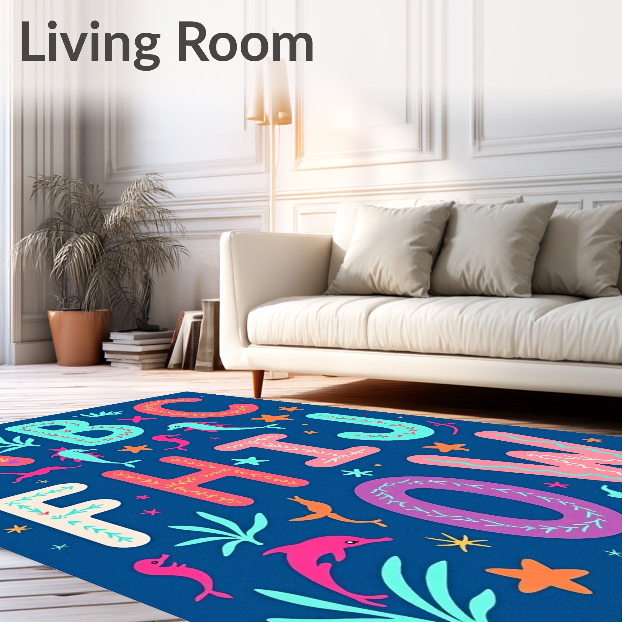 Oceanic Alphabet Marine Life Rug