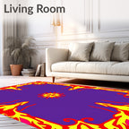 Psychedelic Scarlet Yellow Sunburst Rug