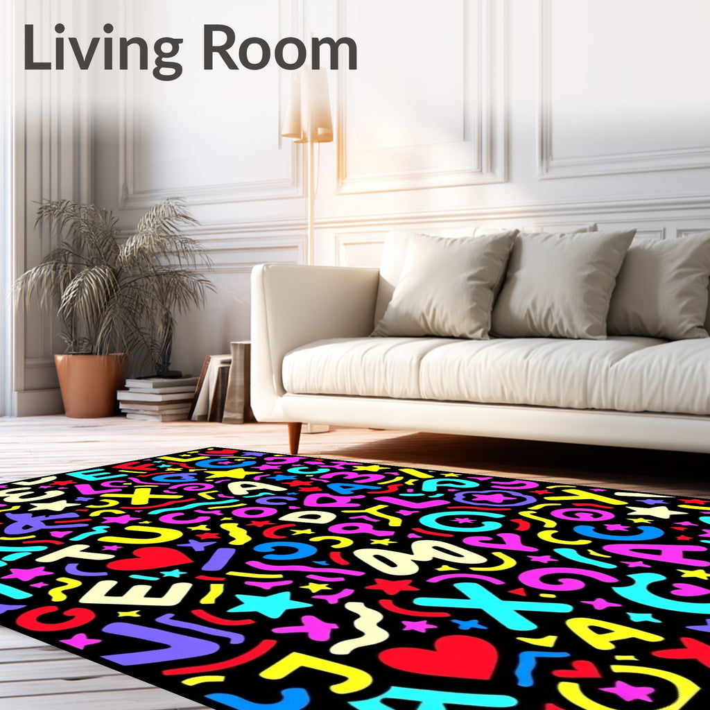 Playful Alphabet Hearts Confetti Rug