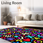 Playful Alphabet Hearts Confetti Rug