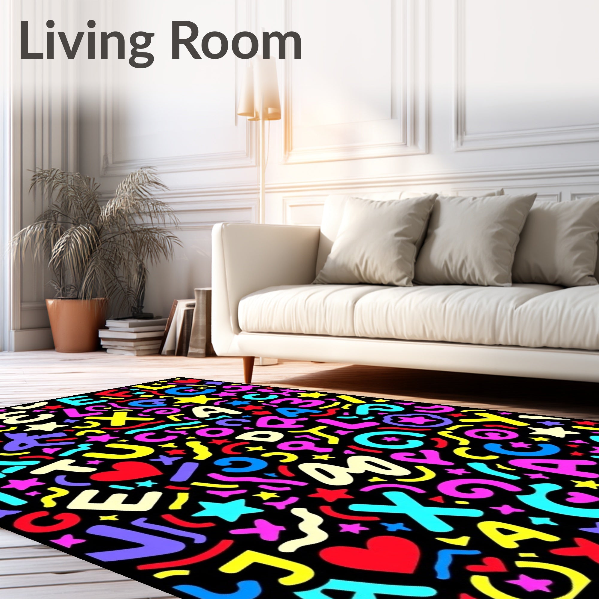 Playful Alphabet Hearts Confetti Rug