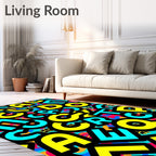 Vibrant Alphabet Collage Graphic Rug