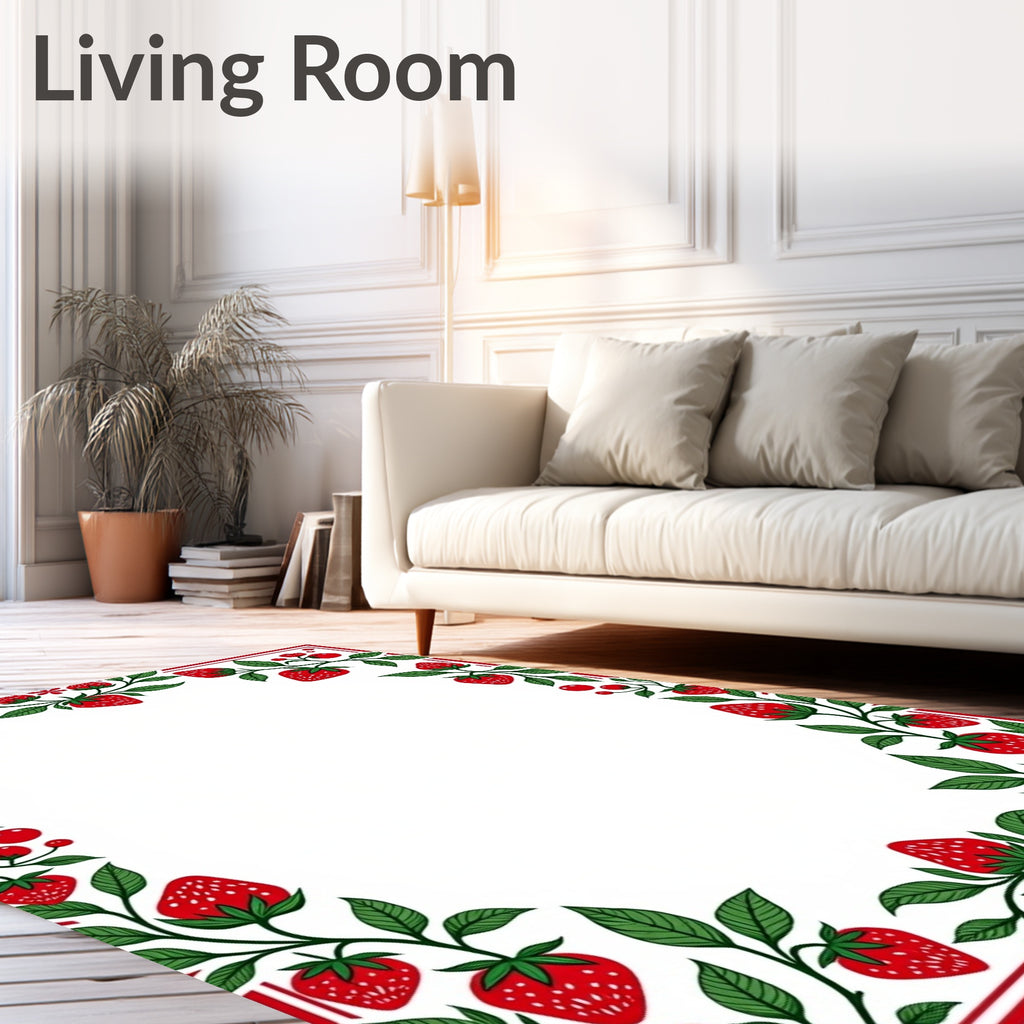 Red Strawberry Vine Border Rug