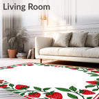 Red Strawberry Vine Border Rug
