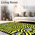 Yellow Blue Vehicles Wavy Background Rug
