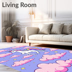 Whimsical Unicorn Rainbow Cloud Sky Rug
