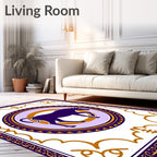 Purple Horse Medallion Golden Ornate Rug