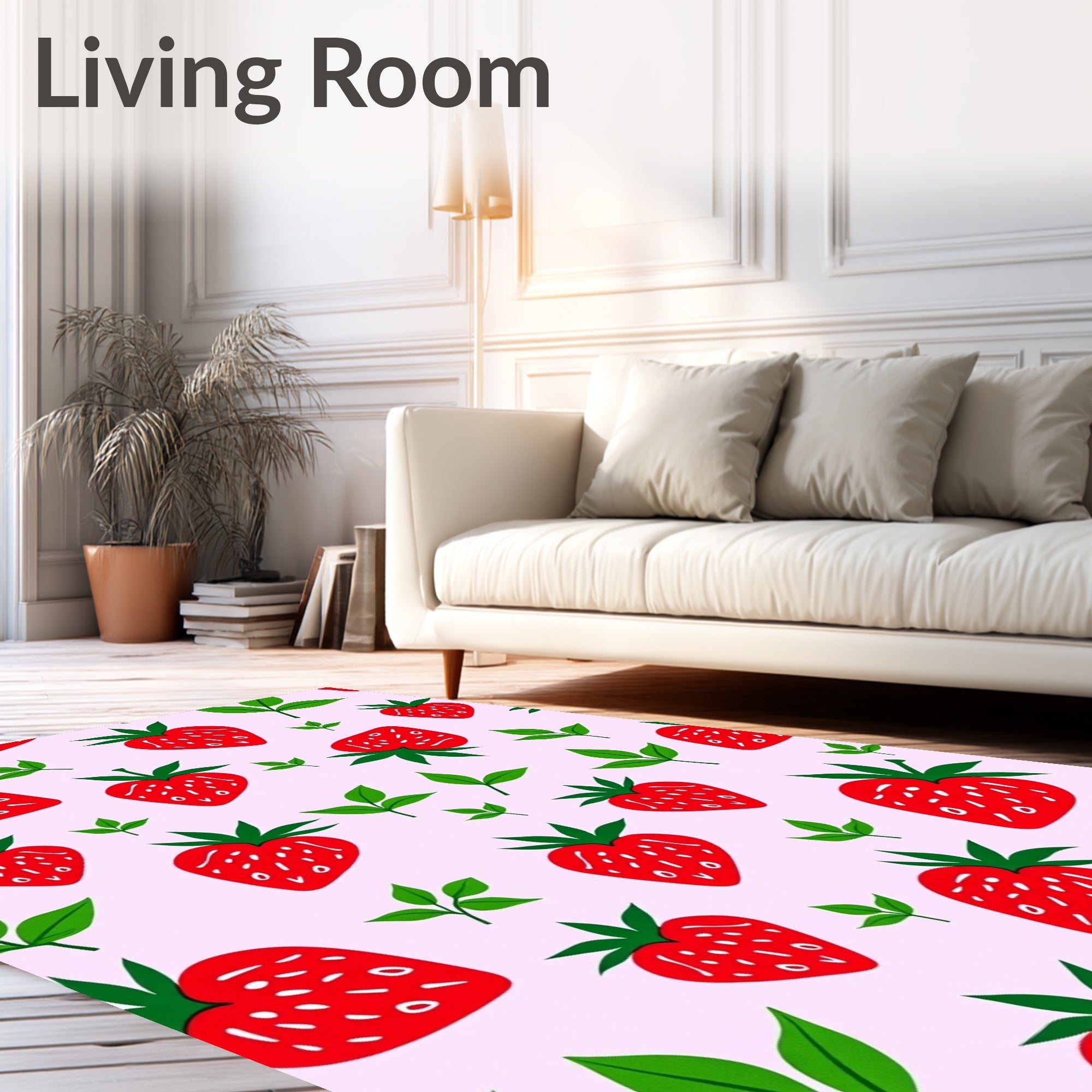 Sweet Red Strawberry Leaf Scatter Rug