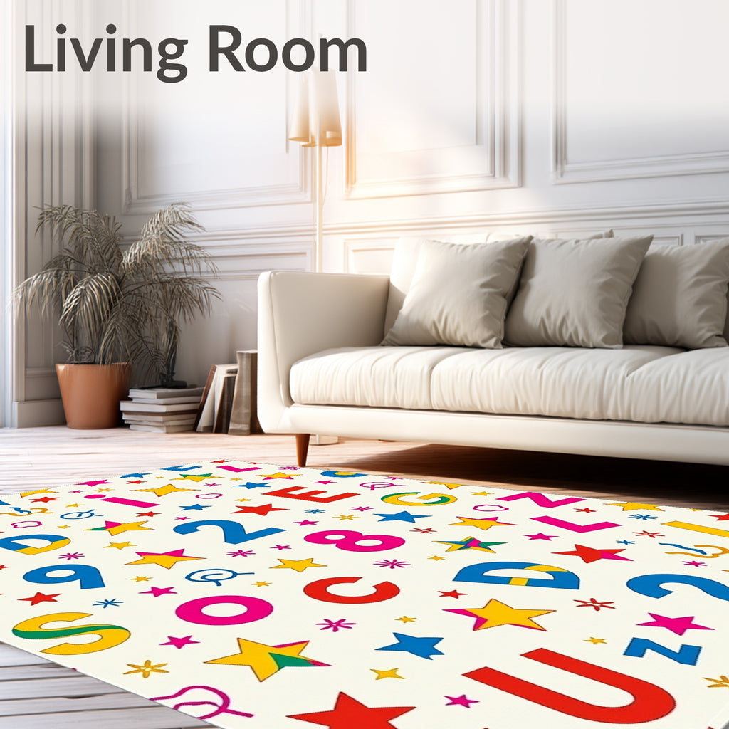 Retro Alphabet and Stars Scatter Rug