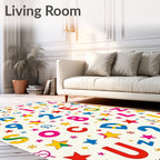 Retro Alphabet and Stars Scatter Rug