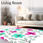 Whimsical Pink Turquoise Butterfly Floral Rug