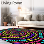 Vibrant Spiral Swirl With Stars Rug