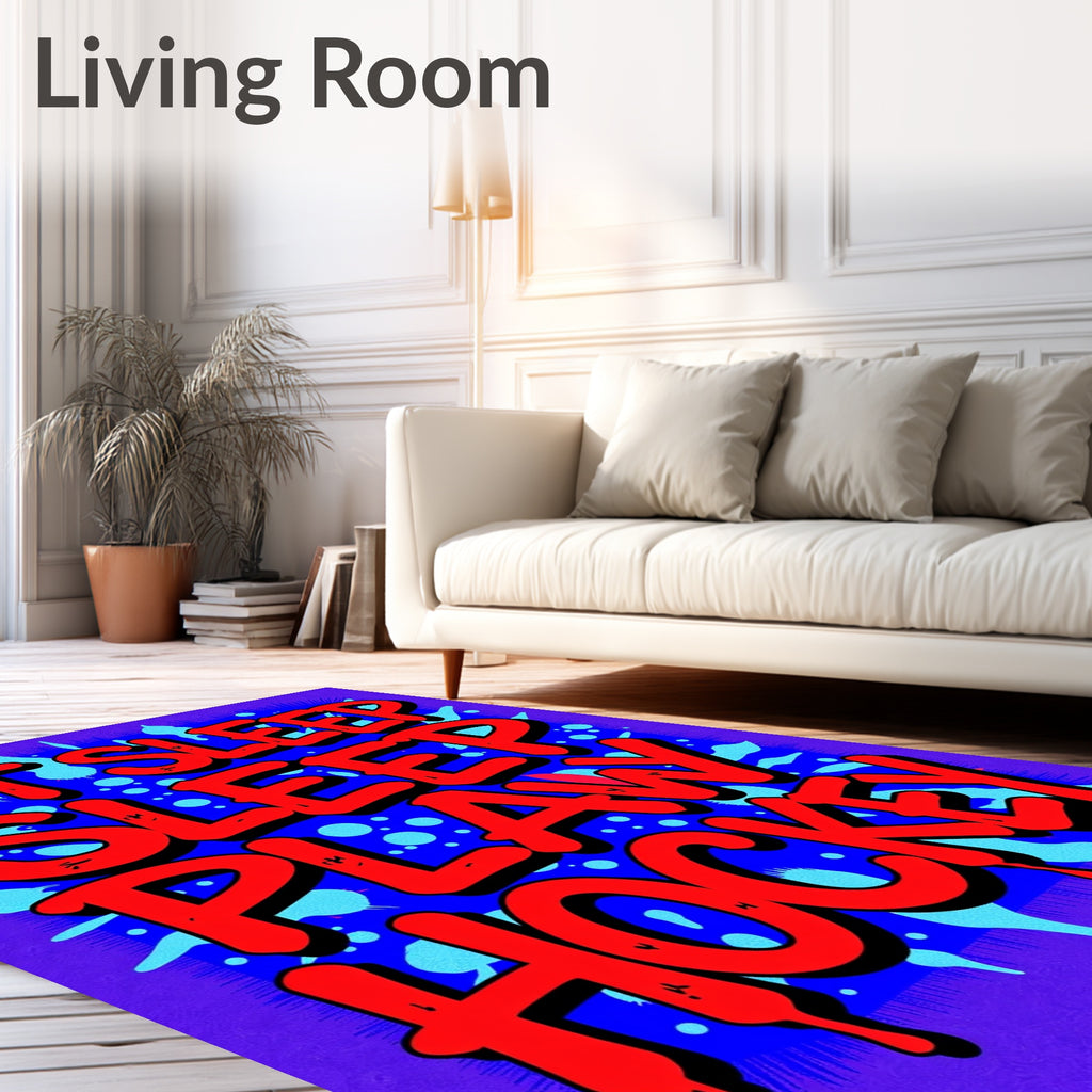 Bold Red Dripping Word Vertical Rug