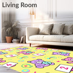 Playful Purple Pink Bears Numbers Circles Rug