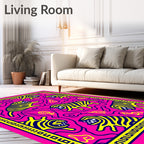 Vibrant Yellow Tiger Pink Maze Rug