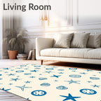 Blue Ocean Starfish Seashell Collage Rug