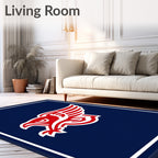 Bold Red Eagle Emblem on Navy Background Rug