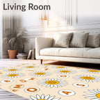 White Daisy Letter Game Arrangement Rug