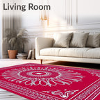Crimson White Radial Medallion Border Rug