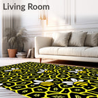 Black Yellow Bee Honeycomb Garden Rug