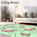 Pink Butterfly Swirl Background Rug
