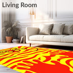 Bold Red Yellow Tiger Character Rug