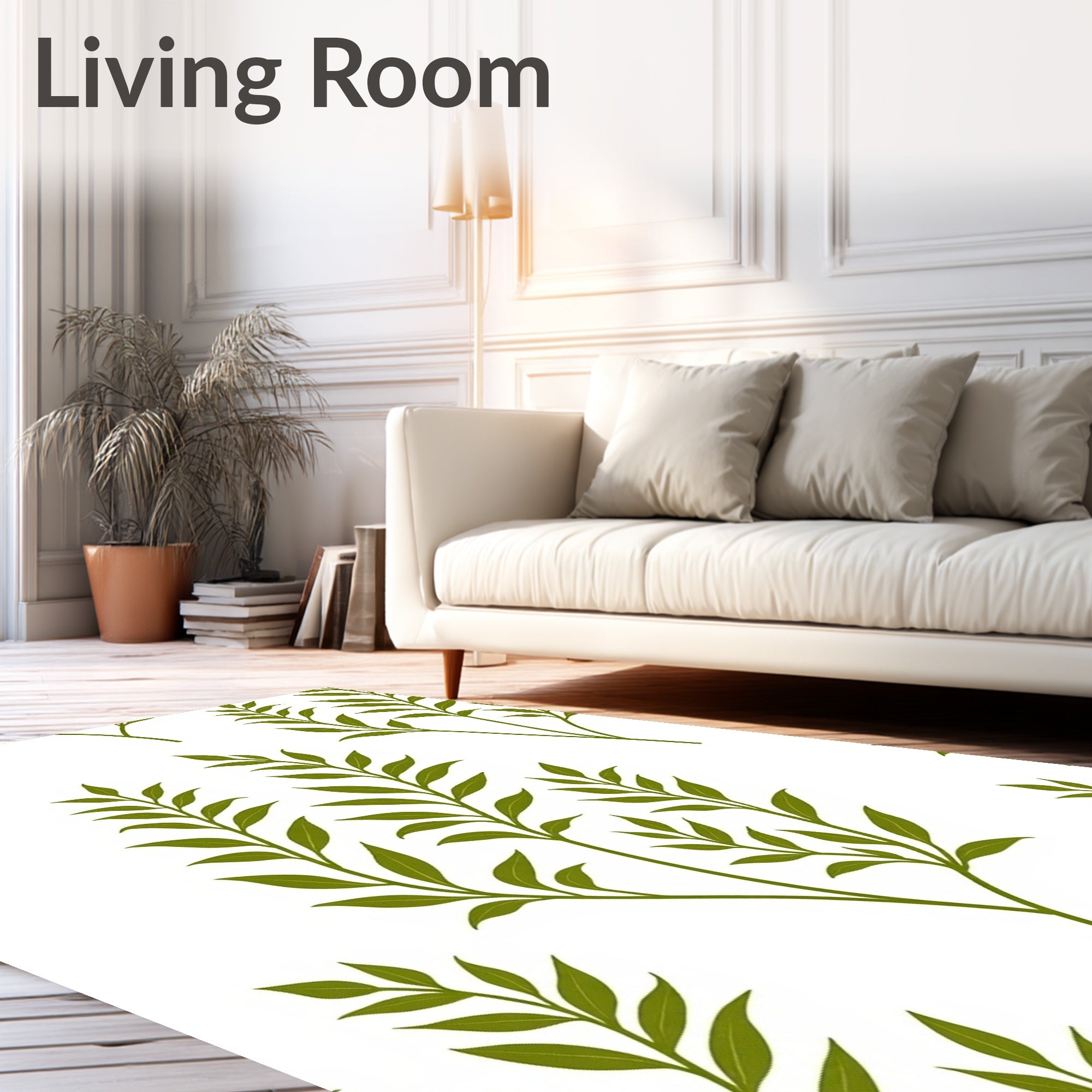 Nature Green Leafy Branches Area Rug