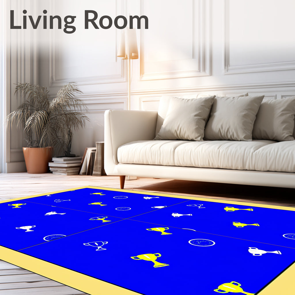 Blue Golden Trophy Time Scattered Rug