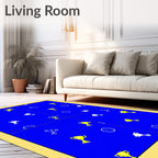 Blue Golden Trophy Time Scattered Rug