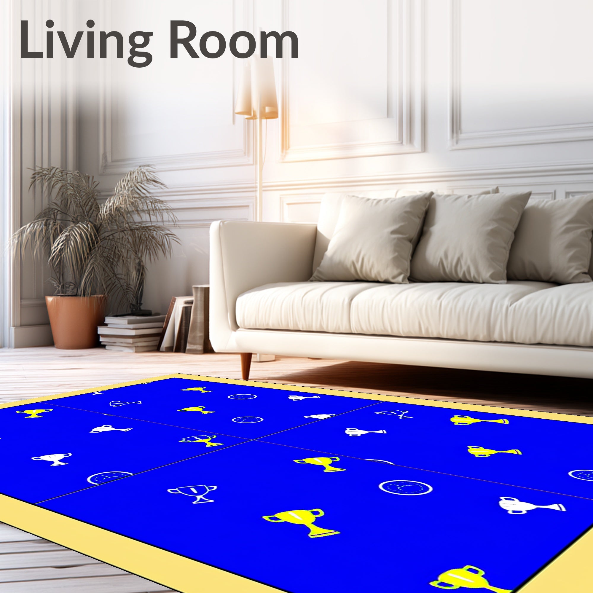 Blue Golden Trophy Time Scattered Rug