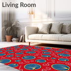 Vibrant Red Scallop Swirl Rug