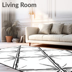 Black White Starburst Diamond Grid Rug
