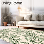 Whimsical Green Elephant Jungle Sketch Rug