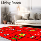 Red Geometric Star Robot Rug