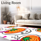 Kawaii Red Noodle Soup Hearts Rug