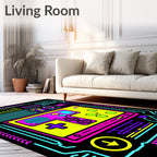 Neon Retro Game Console Controller Rug