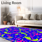 Vibrant Neon Abstract Organic Shapes Rug