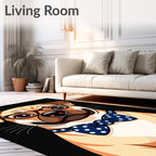 Wise Dog Bowtie Polka Dot Portrait Rug