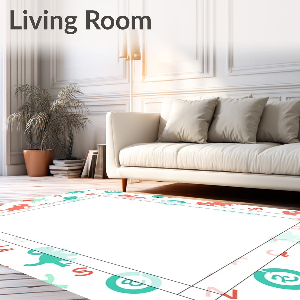Whimsical Cartoon Dino Alphabet Animals Rug