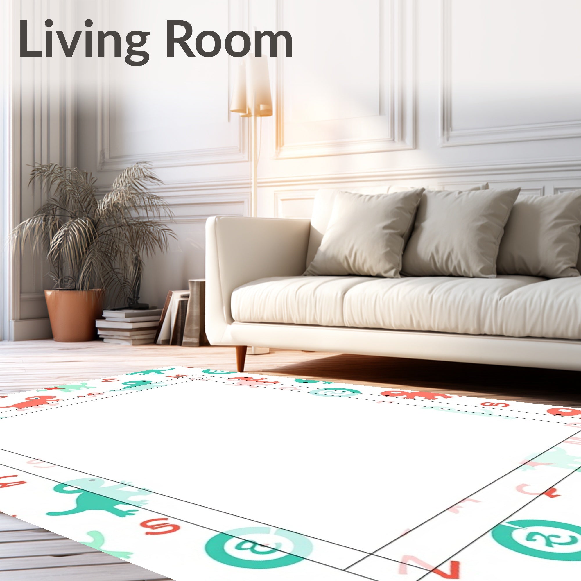 Whimsical Cartoon Dino Alphabet Animals Rug