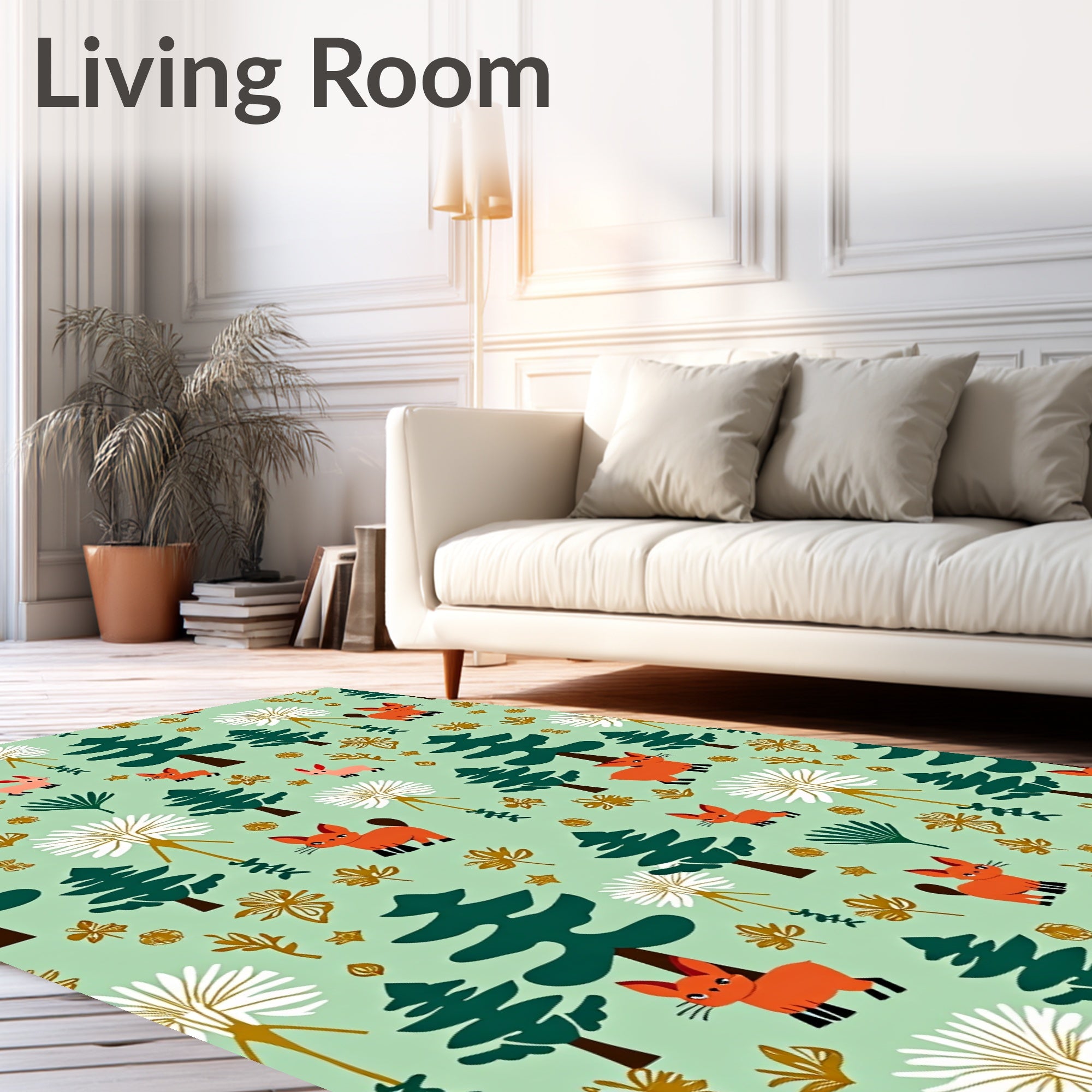 Whimsical Woodland Creatures Fox and Bunny Rug