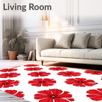 Bold Red Petal Flower Collection Rug