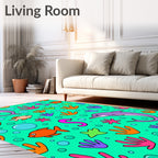 Vibrant Sea Life Dolphin Coral Splash Rug