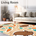 Brown Whimsical Hamster Carrot Sketch Rug